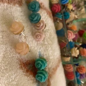 Custom made rose cabochon earrings